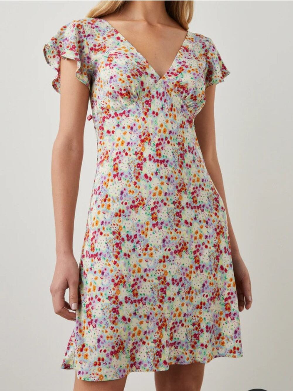 Revolve Rails Gigi Fleur Floral Sun Dress Flutter Sleeves L